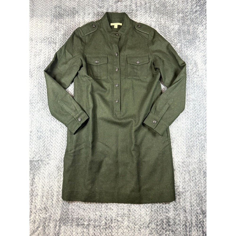 Banana Republic Military Shift Dress Womens 6 Olive Green Wool Inspired Holiday‎